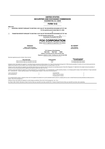 Vorschaubild Fox Corporation 10-Q Quartalsbericht  