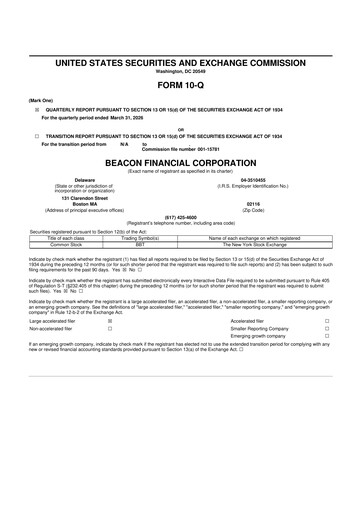 Miniature Berkshire Hills Bancorp 10-Q Rapport trimestriel  