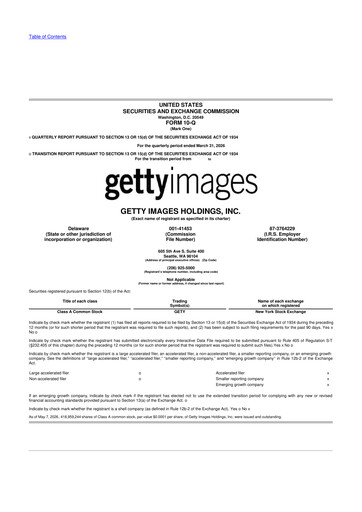 Miniature Getty Images 10-Q Rapport trimestriel  