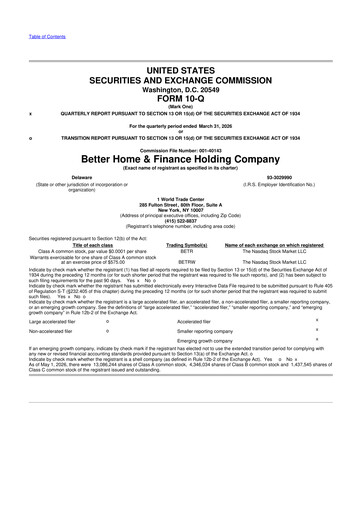 Thumbnail Better Home & Finance Holding Company 10-Q Quarterly Report FY2026 
