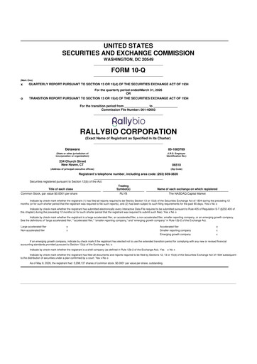 Thumbnail Rallybio 10-Q Quarterly Report FY 
