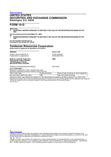 Vorschaubild Tamboran Resources 10-Q Quartalsbericht  