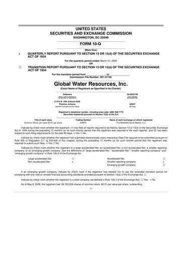 Thumbnail Global Water Resources 10-Q Quarterly Report FY 