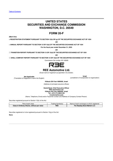 Thumbnail REE Automotive 20-F Annual Report 