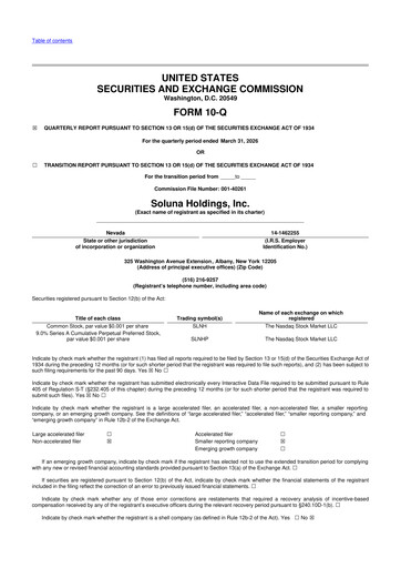 Miniature Soluna Holdings 10-Q Rapport trimestriel  
