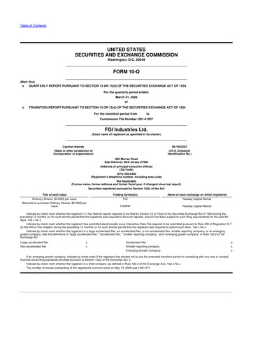 Thumbnail FGI Industries 10-Q Quarterly Report FY 