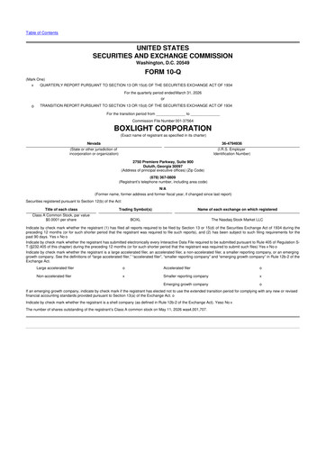 Miniature Boxlight
 10-Q Rapport trimestriel 2026 