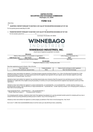 Thumbnail Winnebago Industries 10-Q Quarterly Report FY2026 