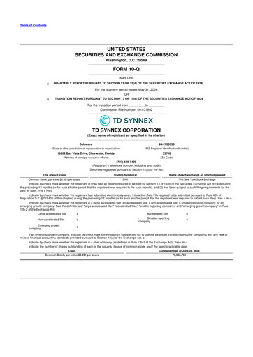 Thumbnail TD Synnex 10-Q Quarterly Report FY2026 