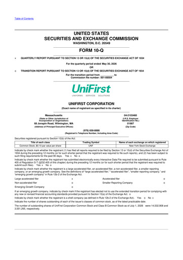 Vorschaubild UniFirst 10-Q Quartalsbericht 2026 