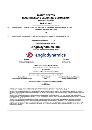 Thumbnail AngioDynamics 10-K Annual Report 2026
