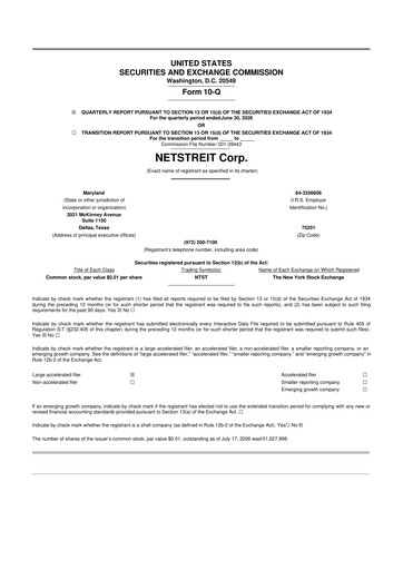 Thumbnail Netstreit 10-Q Quarterly Report FY2026 
