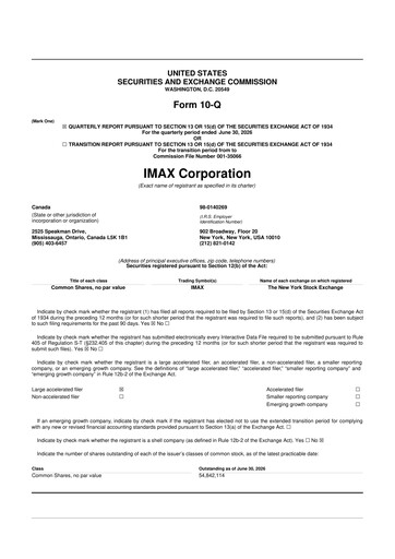 Thumbnail Imax Corp 10-Q Quarterly Report FY2026 