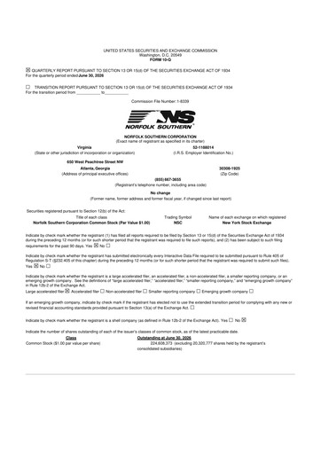 Miniature Norfolk Southern 10-Q Rapport trimestriel 2026 