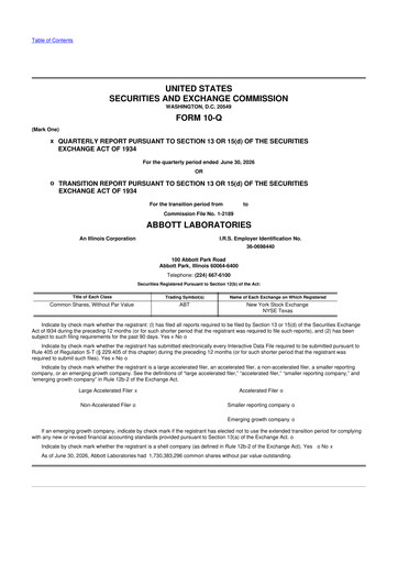 Thumbnail Abbott Laboratories 10-Q Quarterly Report FY2026 