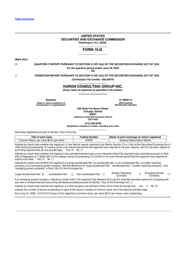 Vorschaubild Huron Consulting 10-Q Quartalsbericht 2026 