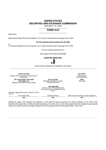 Miniature Jushi Holdings 10-Q Rapport trimestriel 2026 