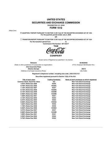 Vorschaubild Coca-Cola 10-Q Quartalsbericht 2026 