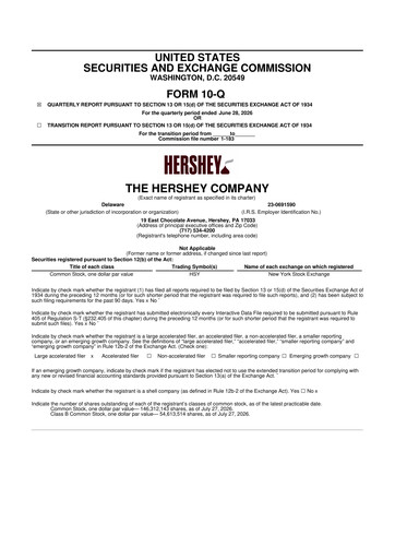 Vorschaubild The Hershey Company 10-Q Quartalsbericht 2026 