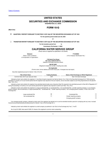 Thumbnail California Water Service Group 10-Q Quarterly Report FY2026 