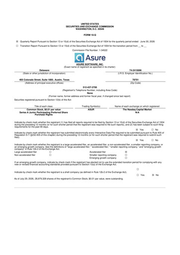 Thumbnail Asure Software
 10-Q Quarterly Report FY2026 