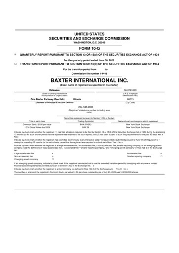 Thumbnail Baxter 10-Q Quarterly Report FY2026 