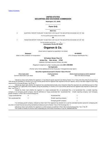 Miniature Organon 10-Q Rapport trimestriel 2026 
