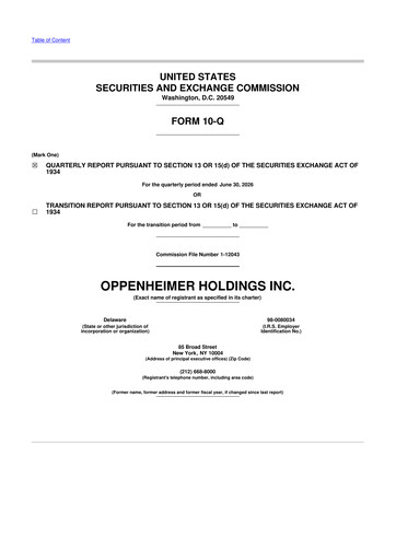 Thumbnail Oppenheimer Holdings
 10-Q Quarterly Report FY2026 