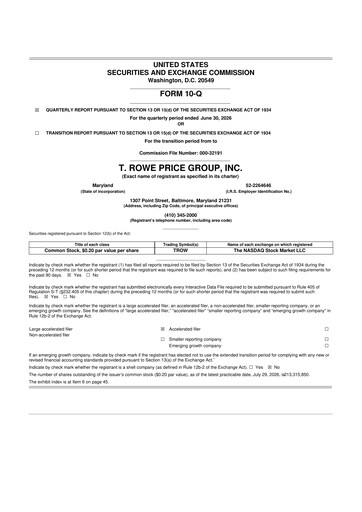 Thumbnail T. Rowe Price
 10-Q Quarterly Report FY2026 
