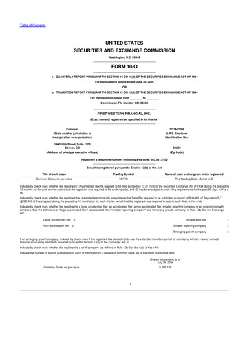 Vorschaubild First Western Financial 10-Q Quartalsbericht 2026 