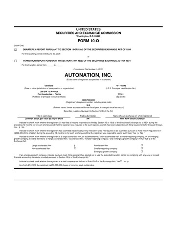 Thumbnail AutoNation 10-Q Quarterly Report FY2026 