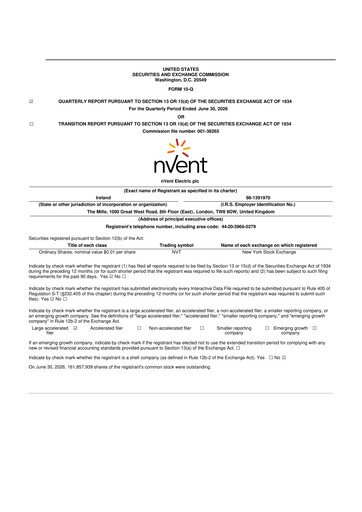 Thumbnail nVent Electric 10-Q Quarterly Report FY2026 