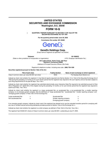 Thumbnail GeneDx Holdings 10-Q Quarterly Report FY2026 