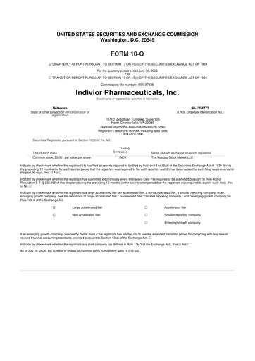 Thumbnail Indivior PLC 10-Q Quarterly Report FY2026 