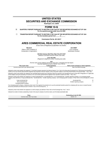 Thumbnail Ares Commercial Real Estate 10-Q Quarterly Report FY2026 