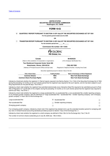 Thumbnail RB Global
 10-Q Quarterly Report FY2026 
