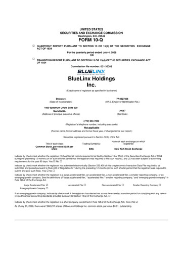Miniature Bluelinx 10-Q Rapport trimestriel 2026 