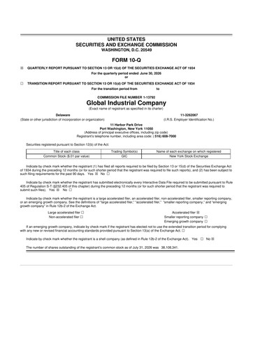 Thumbnail Global Industrial Company 10-Q Quarterly Report FY2026 