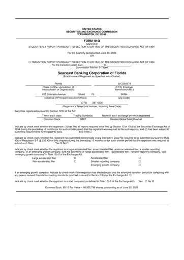 Thumbnail Seacoast Banking 10-Q Quarterly Report FY2026 