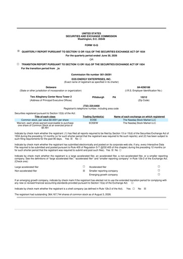 Thumbnail Eos Energy Enterprises 10-Q Quarterly Report FY2026 
