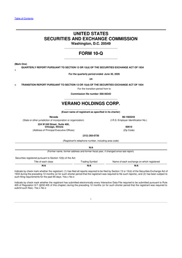 Miniature Verano Holdings 10-Q Rapport trimestriel 2026 