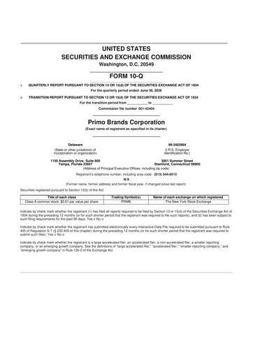 Thumbnail Primo Brands 10-Q Quarterly Report FY2026 