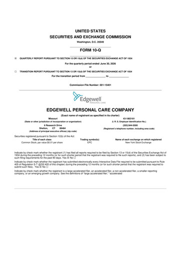 Miniature Edgewell Personal Care
 10-Q Rapport trimestriel 2026 