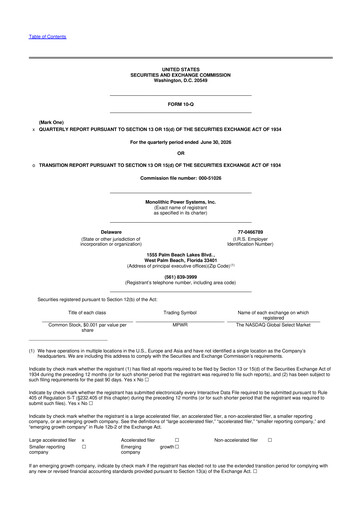 Thumbnail Monolithic Power Systems 10-Q Quarterly Report FY2026 