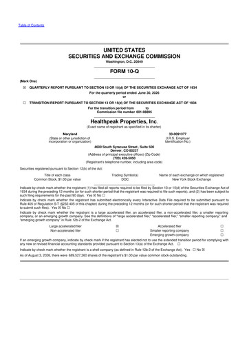 Thumbnail Healthpeak Properties
 10-Q Quarterly Report FY2026 