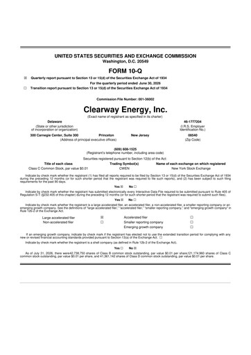Thumbnail Clearway Energy
 10-Q Quarterly Report FY2026 