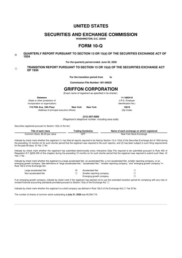 Thumbnail Griffon Corporation
 10-Q Quarterly Report FY2026 