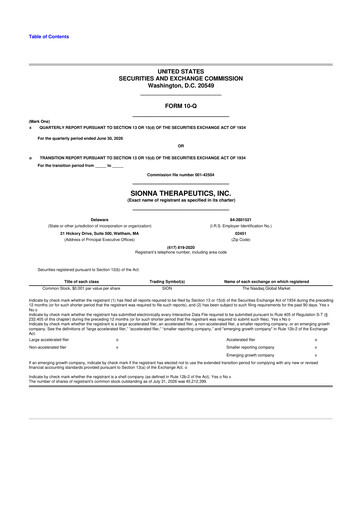 Miniature Sionna Therapeutics 10-Q Rapport trimestriel 2026 