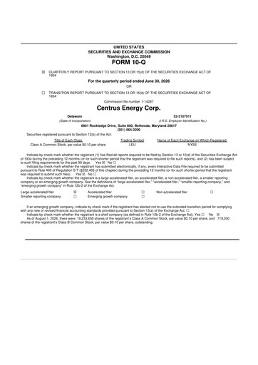 Vorschaubild Centrus Energy 10-Q Quartalsbericht 2026 