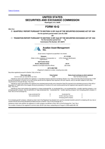 Thumbnail Acadian Asset Management 10-Q Quarterly Report FY2026 
